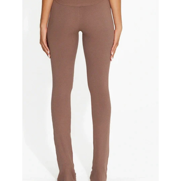 Naked Wardrobe Brown Flared Ribbed Pants | Size Small - Picture 1 of 4